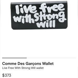 Comme des Garcons black “live free with strong will” wallet